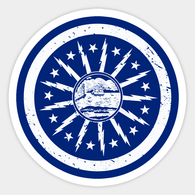 Retro Buffalo New York Flag // Vintage Buffalo Grunge Emblem Sticker by Now Boarding